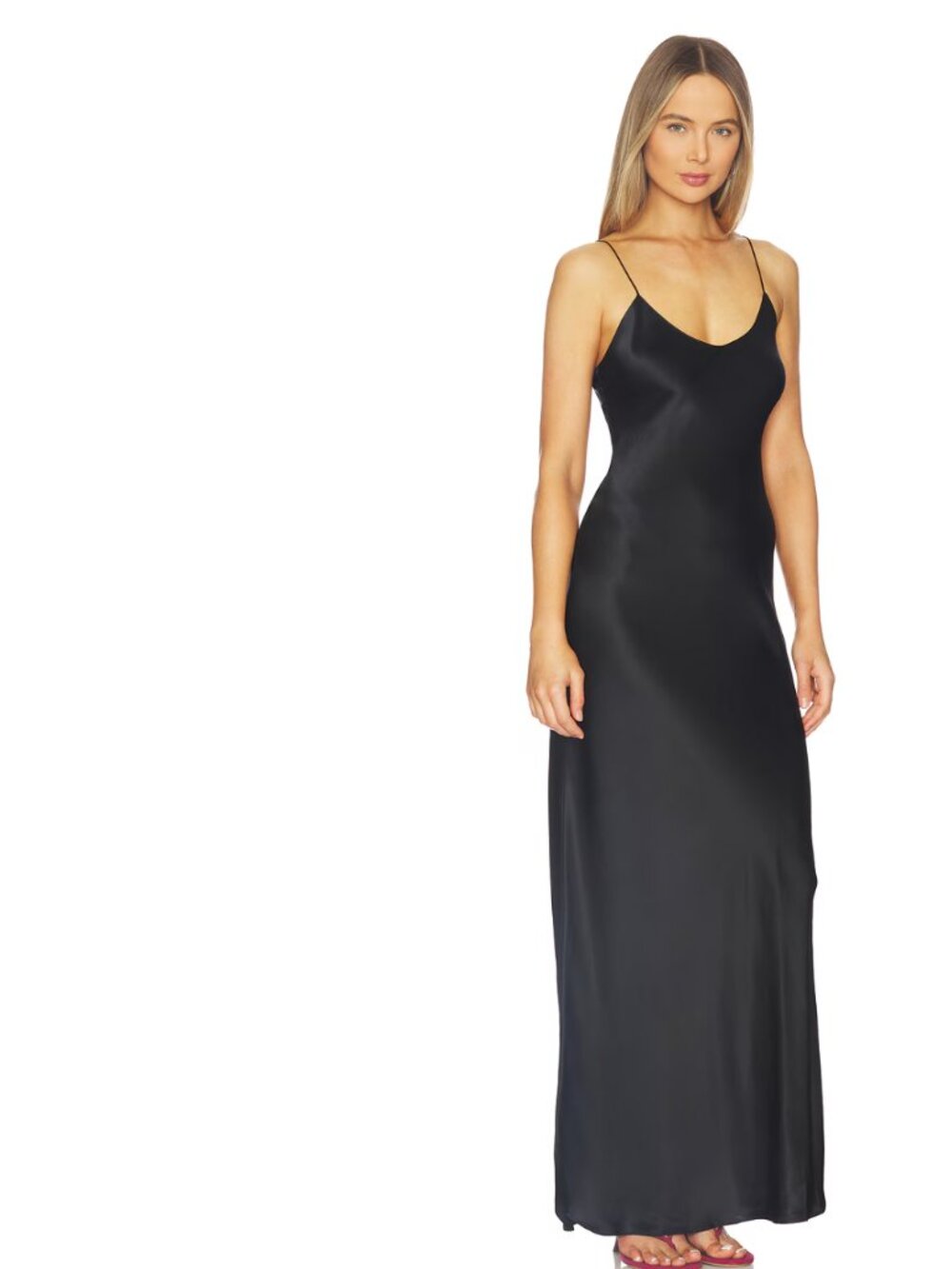 Nili Lotan Cami Silk Gown | Black Silk Maxi Slip Dress | Size L